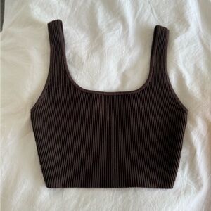 Aritzia Black Ribbed Crop Tank Top